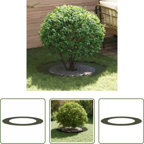 vidaXL Protección de raíces -  adecuado para Anillo de Árbol Plano Verde oliva Ø60 / 90 cm Acero