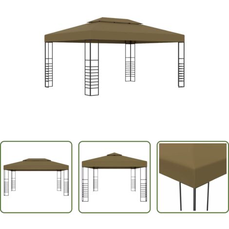 vidaXL Protección solar -  Cenador gris taupe 3x4 m 180 g/m²