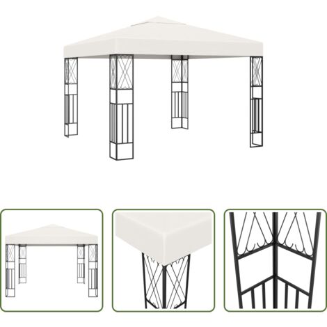vidaXL Protección solar -  Cenador tela color crema 3x3 m