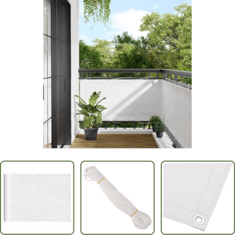 vidaXL Protección solar -  Pantalla de balcón 100% poliéster Oxford blanco 75x800 cm