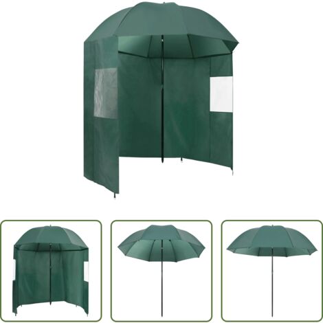 vidaXL Protección solar -  Paraguas de pesca verde 220x185 cm