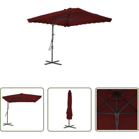 vidaXL Protección solar -  Sombrilla de jardín con palo de acero burdeos 250x250x230 cm