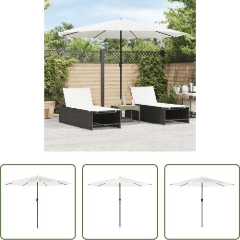 vidaXL Protección solar -  Sombrilla de jardín con poste de acero blanca 324x324x247 cm