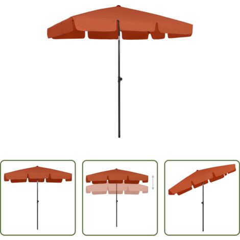 vidaXL Protección solar -  Sombrilla de playa terracota 200x125 cm