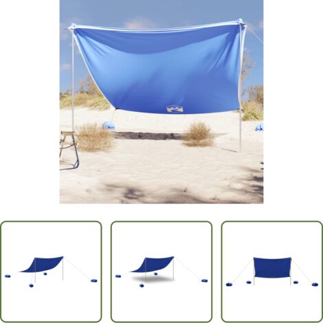 vidaXL Protección solar -  Toldo de playa con anclas de arena azul 304x300 cm