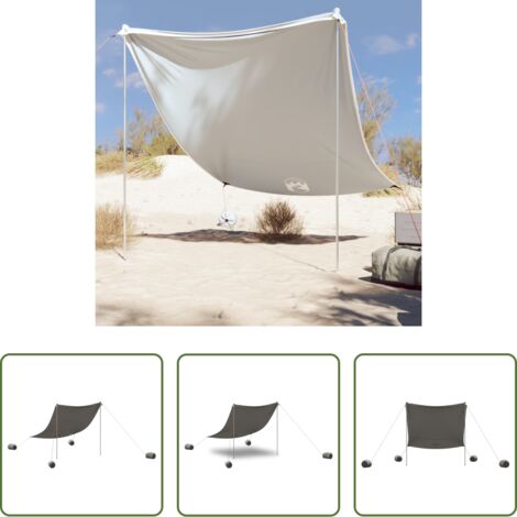 vidaXL Protección solar -  Toldo de playa con anclas de arena gris 214x236 cm