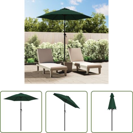 vidaXL Protección UV -  Sombrilla de aluminio verde 200x224 cm