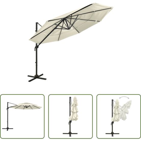vidaXL Protección UV -  Sombrilla jardín de 4 niveles con palo de aluminio arena 3x3 cm