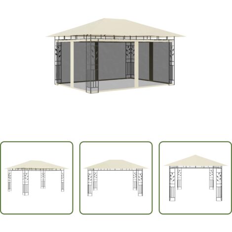 vidaXL Protezione da insetti -  Gazebo con Zanzariera 4x3x2,73 m Crema 180 g/m²