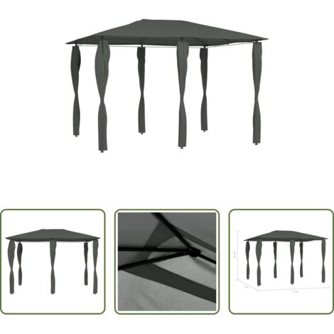 vidaXL Protezione da pioggia -  Gazebo con Montanti Rivestiti 3x4x2,6 m Antracite 160 g/m²
