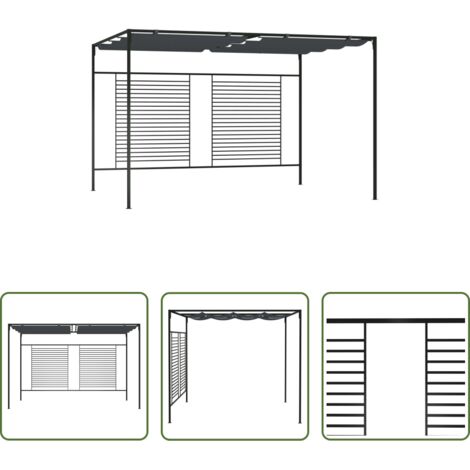 vidaXL Protezione da pioggia -  Gazebo con Tetto Retrattile 4x3x2,3 m Antracite 180 g/m²