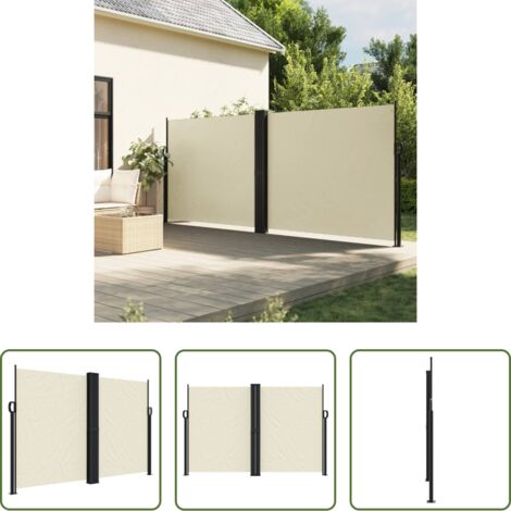 vidaXL Protezione da sole -  Tenda da Sole Laterale Retrattile Crema 160x1200 cm