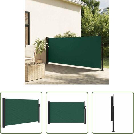 vidaXL Protezione da sole -  Tenda da Sole Laterale Retrattile Verde Scuro 120x600 cm