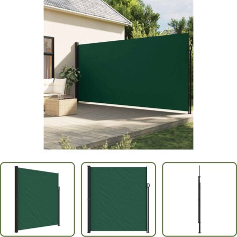 vidaXL Protezione da sole -  Tenda da Sole Laterale Retrattile Verde Scuro 220x600 cm