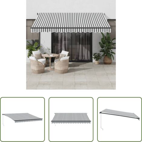 vidaXL Protezione dai raggi UV -  Tenda da Sole Retrattile Manuale Antracite e Bianco 400x350 cm