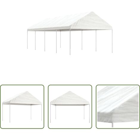 vidaXL Protezione dal sole -  Gazebo con Tetto Bianco 8,92x4,08x3,22 m in Polietilene