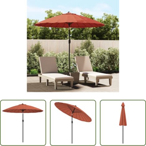 vidaXL Protezione dal sole -  Ombrellone da Esterni Palo in Alluminio 270 cm Terracotta