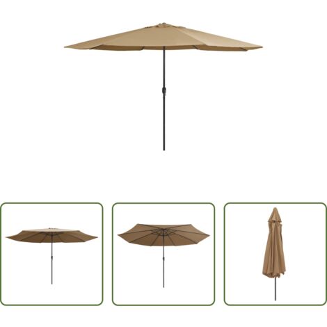 vidaXL Protezione dal sole -  Ombrellone da Giardino con Palo in Metallo 390 cm Tortora
