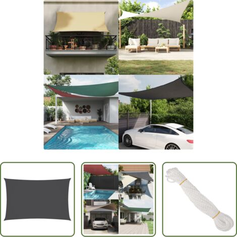 vidaXL Protezione dal sole -  Parasole a Vela Oxford Rettangolare 2,5x5 m Antracite