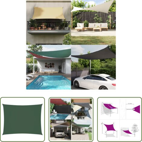 vidaXL Protezione dal sole -  Parasole a Vela Oxford Rettangolare 3,5x5 m Verde Scuro