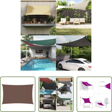 vidaXL Protezione dal sole -  Parasole a Vela Oxford Rettangolare 5x8 m Marrone