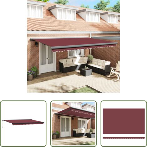 vidaXL Protezione dal sole -  Tenda da Sole Retrattile Automatica Bordò 300x250 cm