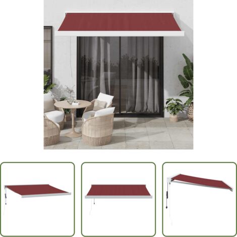 vidaXL Protezione dal sole -  Tenda da Sole Retrattile Automatica Bordò 350x250 cm