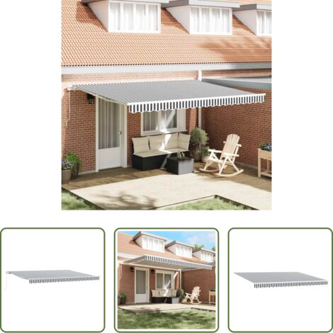 vidaXL Protezione dal sole -  Tenda da Sole Retrattile Manuale Antracite e Bianco 450x300 cm