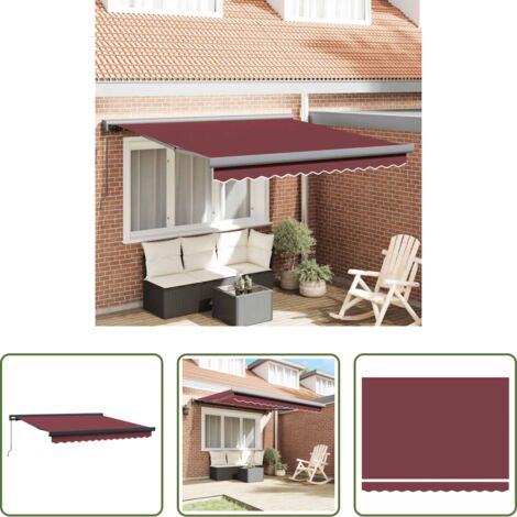 vidaXL Protezione dal sole - Tenda da Sole Retrattile Manuale Bordò 300x250 cm