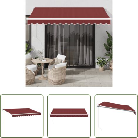 vidaXL Protezione dal sole -  Tenda da Sole Retrattile Manuale Bordò 350x250 cm