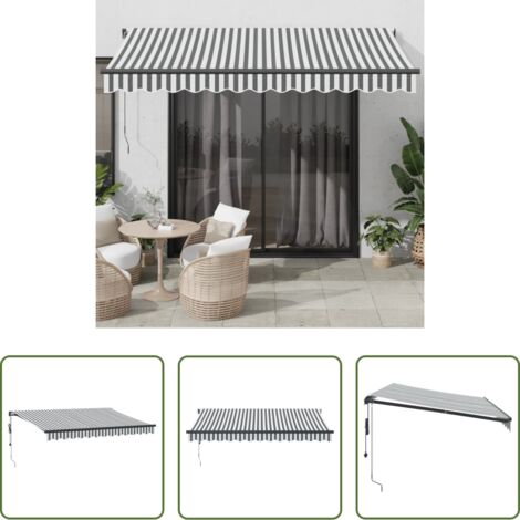 vidaXL Protezione dal sole -  Tenda Retrattile Automatica Antracite e Bianco 350x250 cm