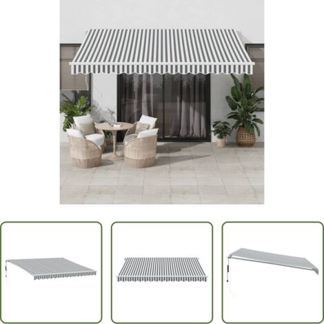 vidaXL Protezione dal sole -  Tenda Sole Retrattile Automatica 400x350 cm Antracite e Bianco