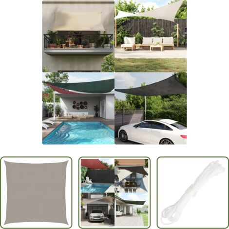 vidaXL Protezione dal sole -  Vela Parasole 160 g/m² Quadrata Grigio Chiaro 3,6x3,6 m in HDPE
