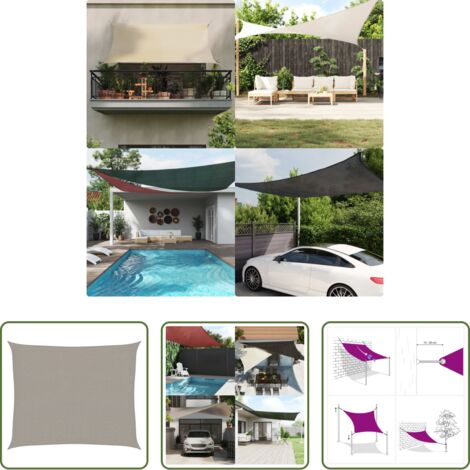 vidaXL Protezione dal sole -  Vela Parasole 160 g/m² Rettangolare Grigio Chiaro 2,5x3 m HDPE