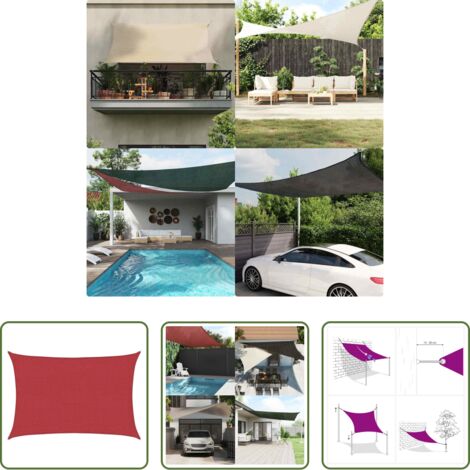 vidaXL Protezione dal sole -  Vela Parasole 160 g/m² Rossa 3x5 m in HDPE