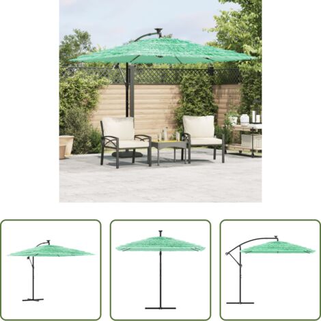 vidaXL Protezione dalla pioggia -  Ombrellone da Giardino con Palo in Acciaio Verde 269x269x235 cm