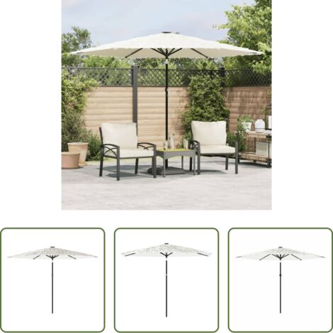 vidaXL Protezione dalla pioggia -  Ombrellone Giardino con Palo in Acciaio Bianco 288x288x225 cm