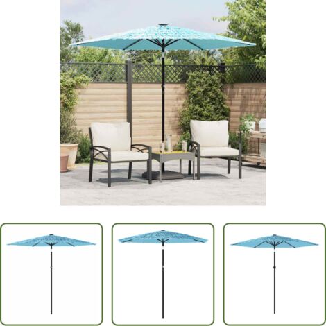 vidaXL Protezione dalla pioggia -  Ombrellone Giardino con Palo in Acciaio Blu 268x268x226 cm
