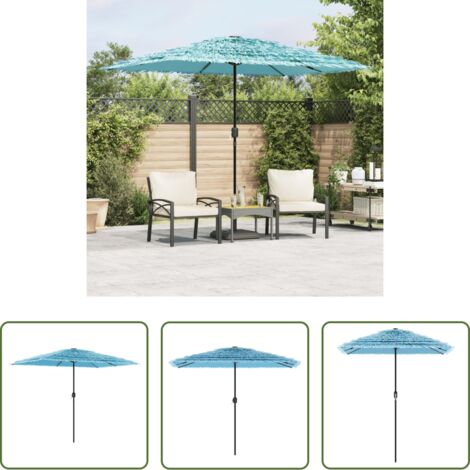 vidaXL Protezione dalla pioggia -  Ombrellone Giardino con Palo in Acciaio Blu 300x200x250 cm