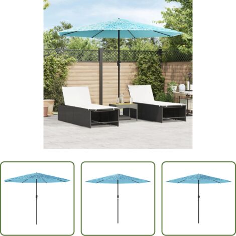 vidaXL Protezione dalla pioggia -  Ombrellone Giardino con Palo in Acciaio Blu 324x324x247 cm
