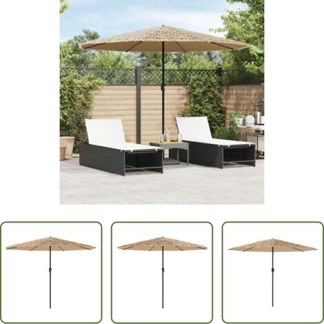 vidaXL Protezione dalla pioggia -  Ombrellone Giardino con Palo in Acciaio Marrone 324x324x247 cm