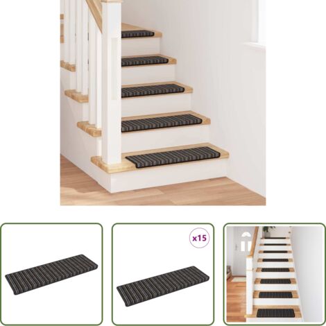 vidaXL Protezione scale -  Tappetini per scale autoadesivi 15 pcs Antracite 65 x 21 x 4 cm