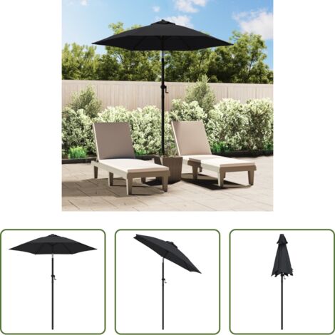 vidaXL Protezione UV -  Ombrellone Nero 200x224 cm in Alluminio