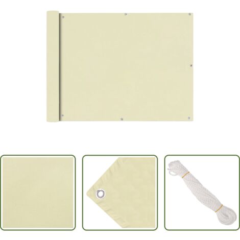vidaXL Protezione UV -  Paravento da Balcone in Tessuto Oxford 90x400 cm Crema