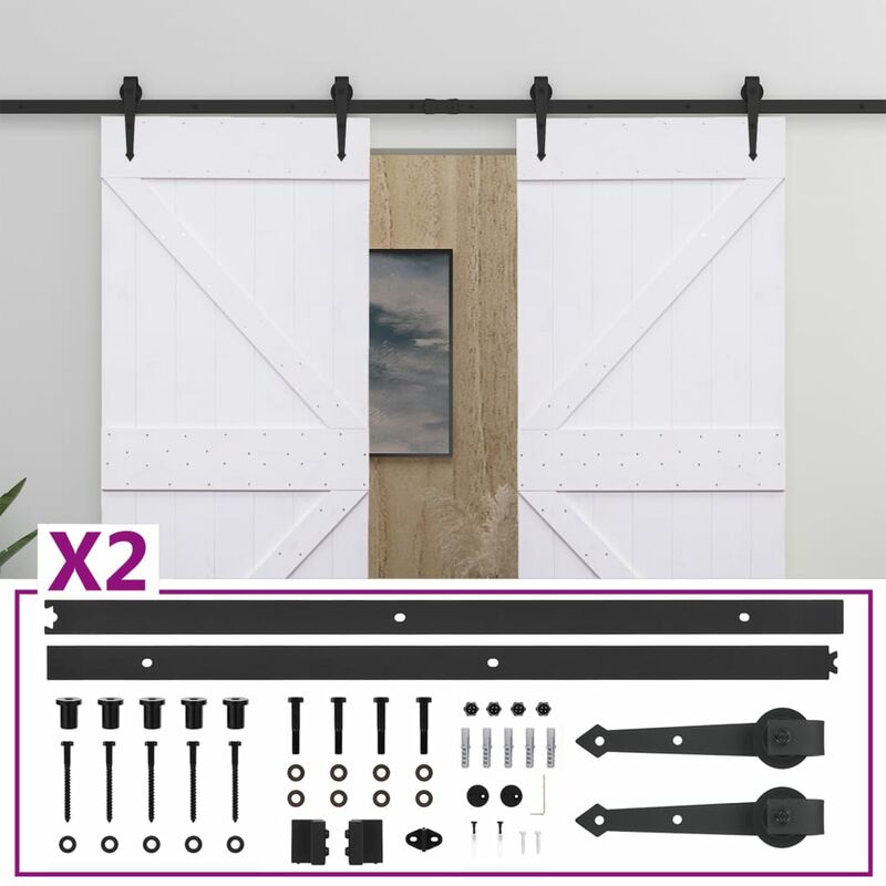 

vidaXL Puerta corredera con herrajes madera de pino gris 100x210 cm - Blanco