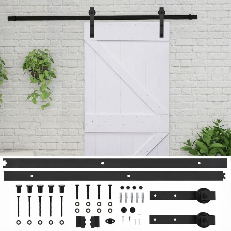 

vidaXL Puerta corredera con herrajes madera de pino gris 100x210 cm - Blanco