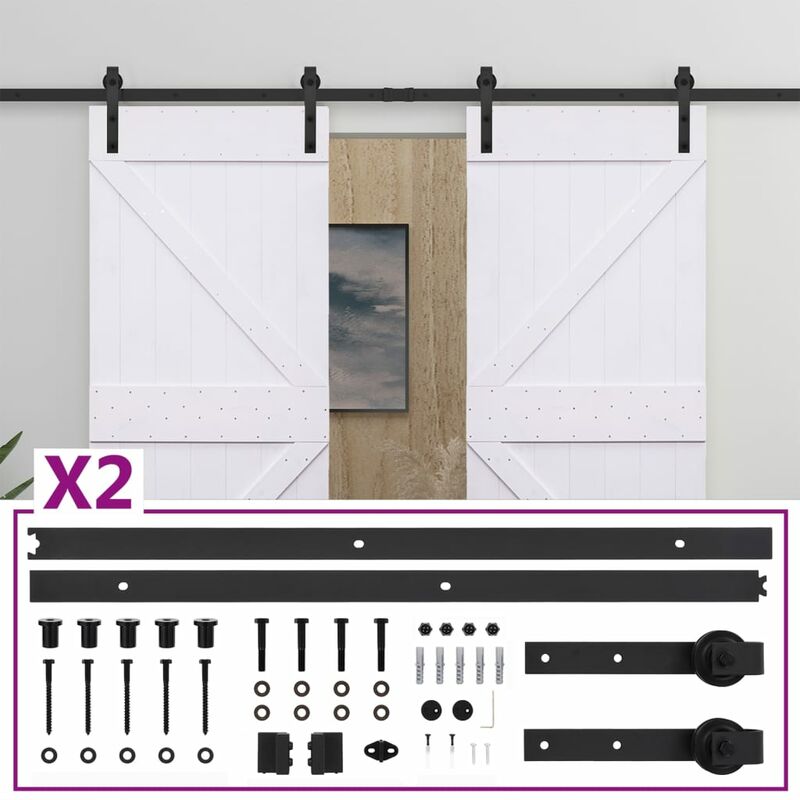 

vidaXL Puerta corredera con herrajes madera de pino gris 80x210 cm - Blanco