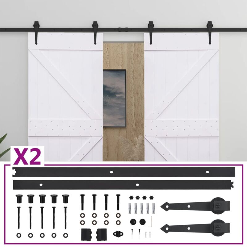 

vidaXL Puerta corredera con herrajes madera de pino gris 80x210 cm - Blanco