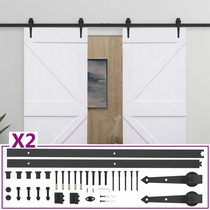 

vidaXL Puerta corredera con herrajes madera de pino gris 80x210 cm - Blanco
