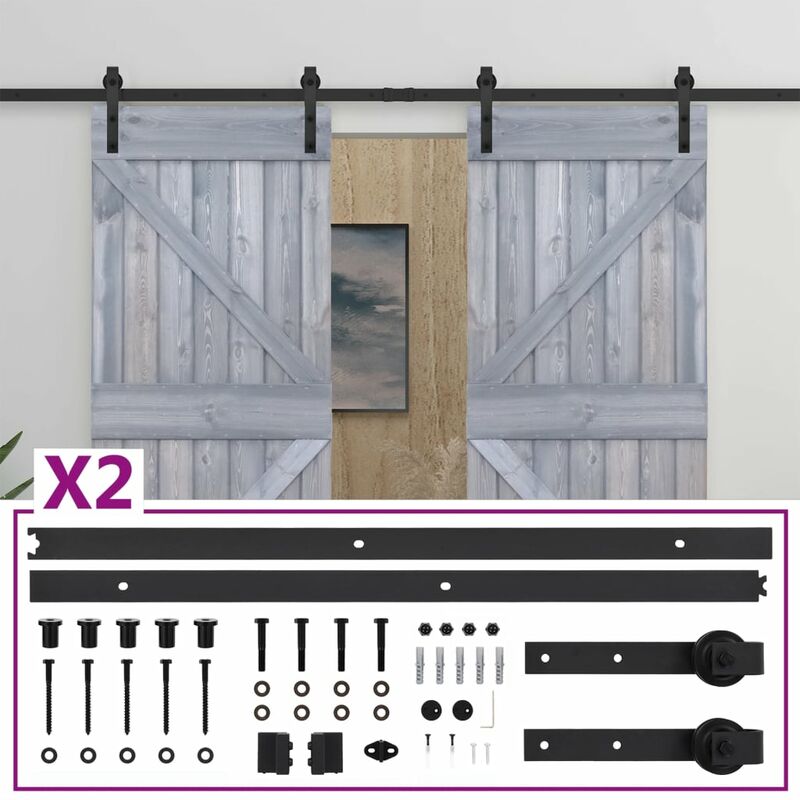 

vidaXL Puerta corredera con herrajes madera de pino gris 80x210 cm - Gris